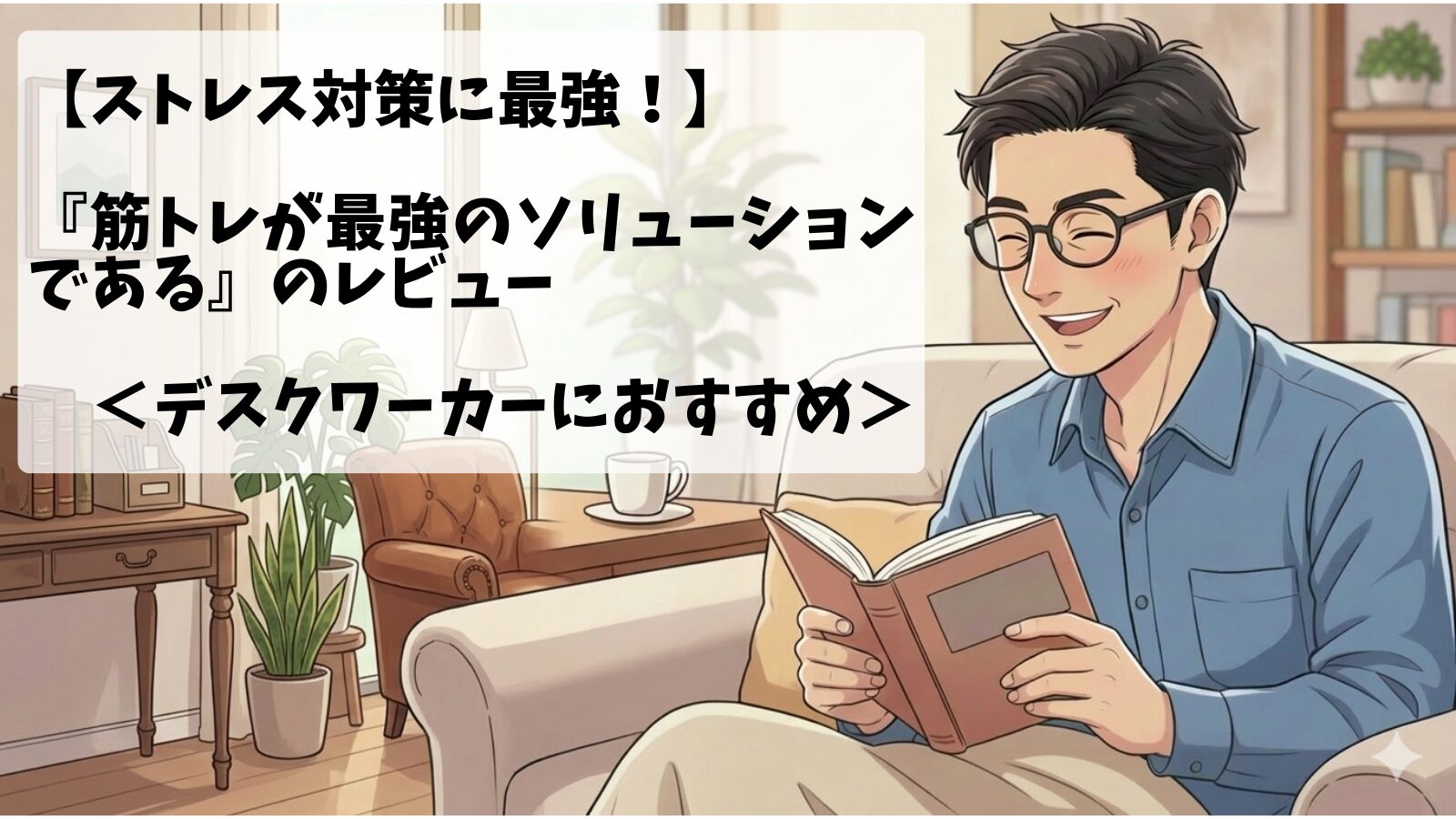 30代男性デスクワーカーが読書している画像