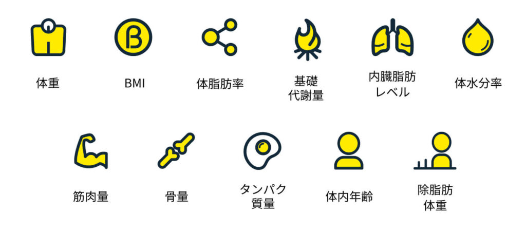 体組成計で計測できる項目の画像