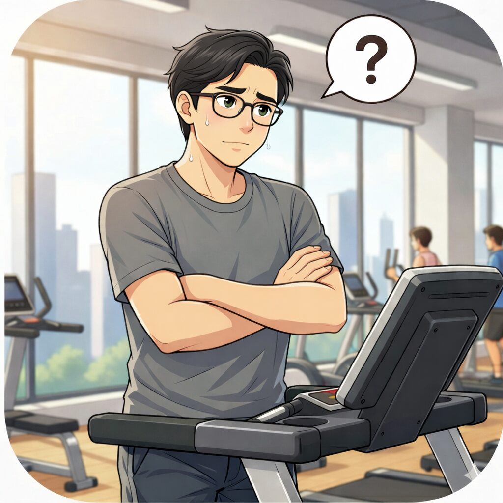 30代男性デスクワーカーがわからないことがあって困っている画像