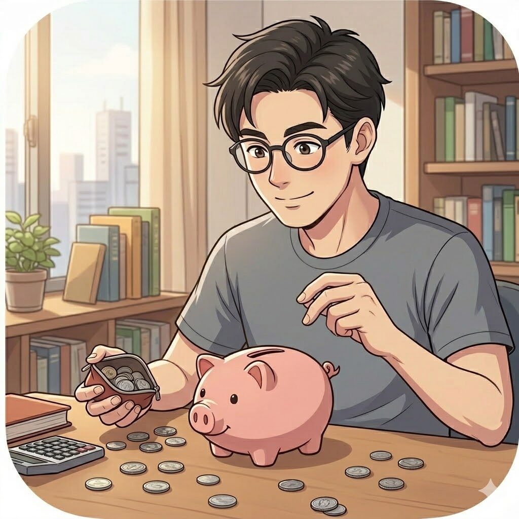 30代男性デスクワーカーがチョコザップ(chocoZAP)をお得に利用して、浮いたお金を貯金している画像