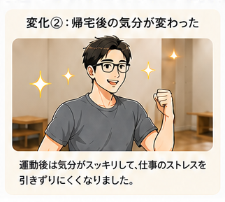 チョコザップ通いで帰宅後の気力が上がり勉強・趣味を楽しめるようになったイラスト
